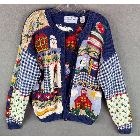 Northern Isles Sweaters - Signature by Northern Isles Hand Knitted Cabincore Cardigan Grandma Sweater L